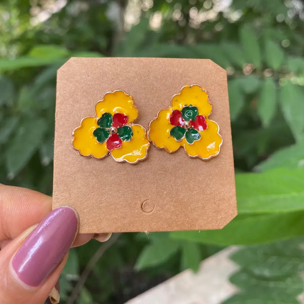 Yellow korean Flower studs