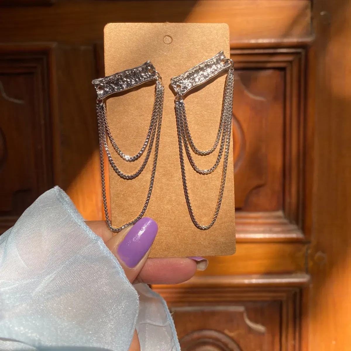 Silver Double Layer Earings