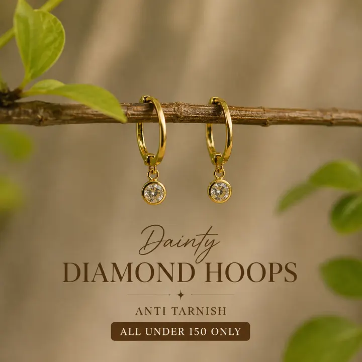Anti-Tarnish Stone Hoops