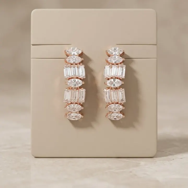 Gold Tone- Gilded Audrey Hoop Drops Earings