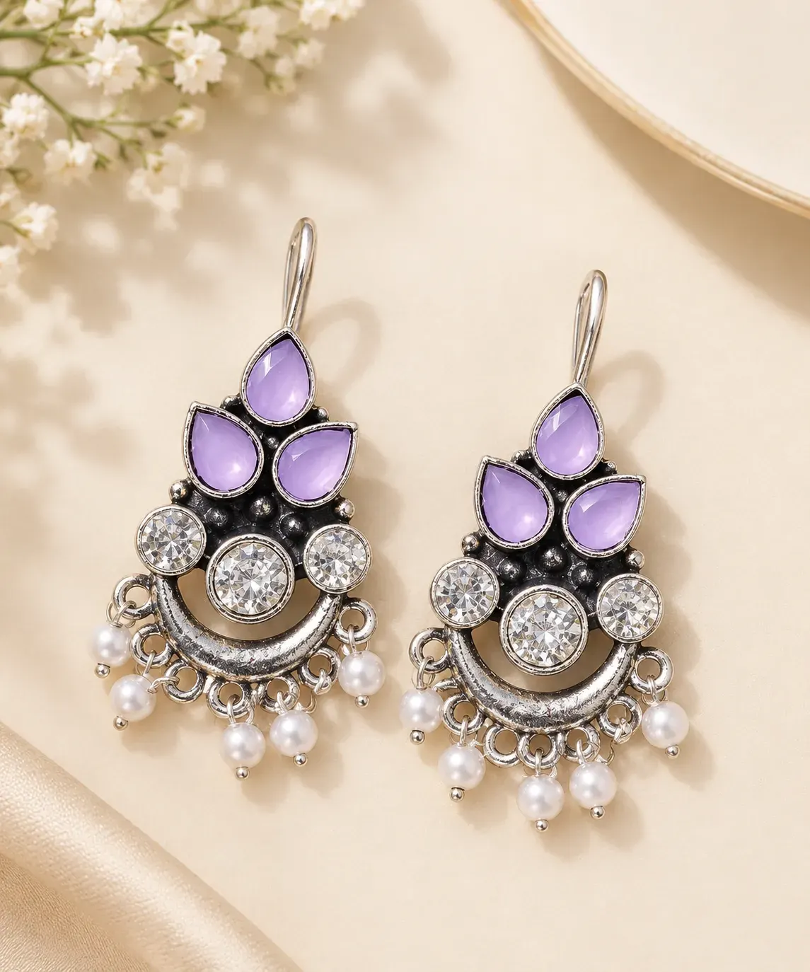Lavender Stone Drop & Dangle Earrings