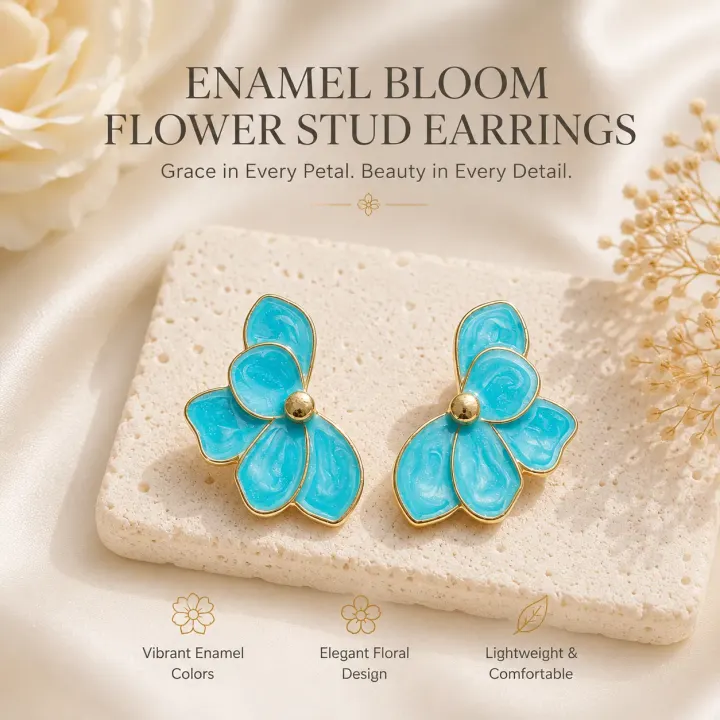Enemal Bloom Flower Studs