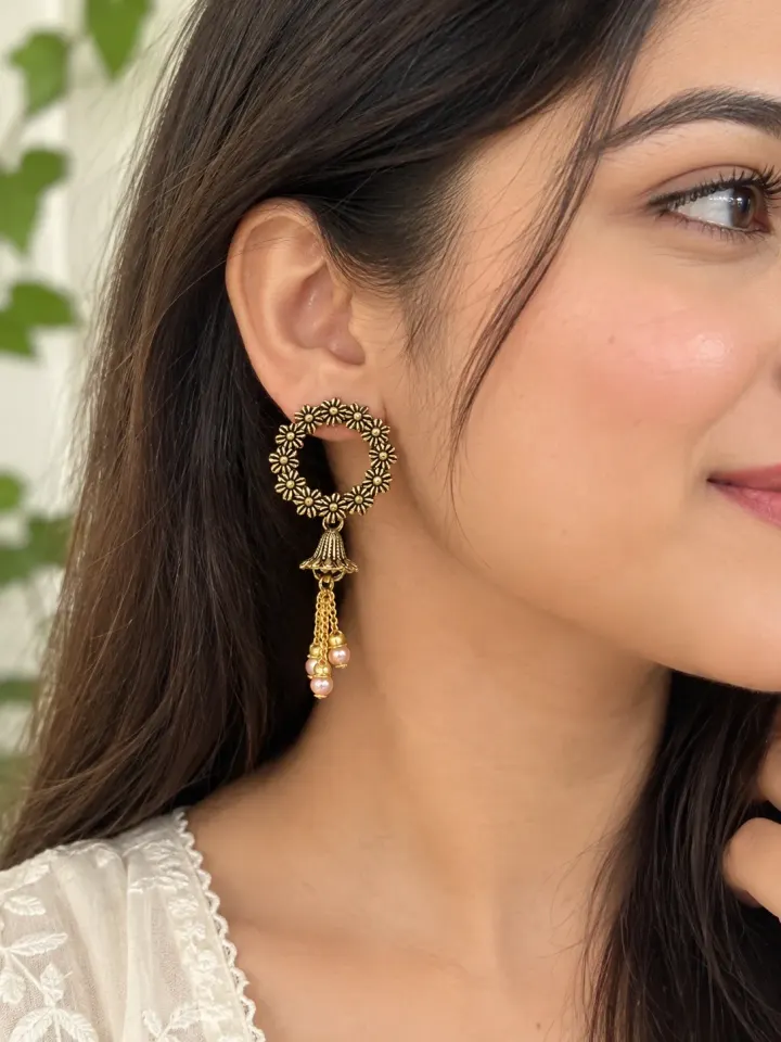 Golden Dailywear Chandbali Jhumki