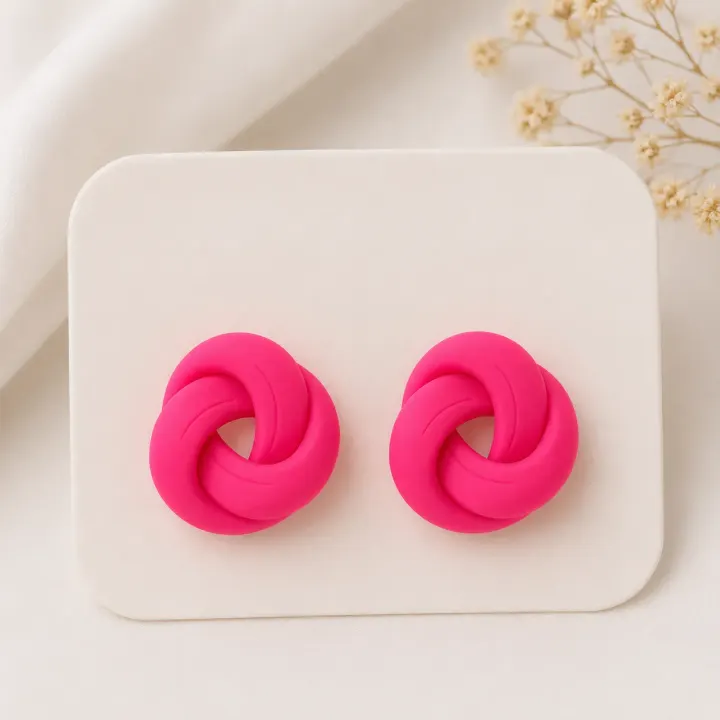 Hot Pink Round Shaped Studs