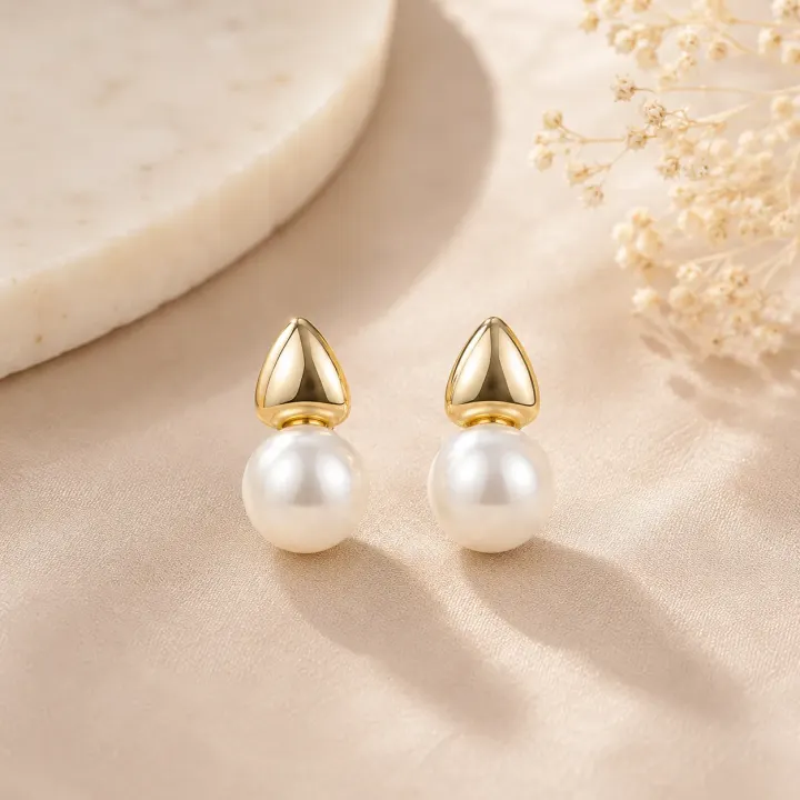 Heart Pearl Studs