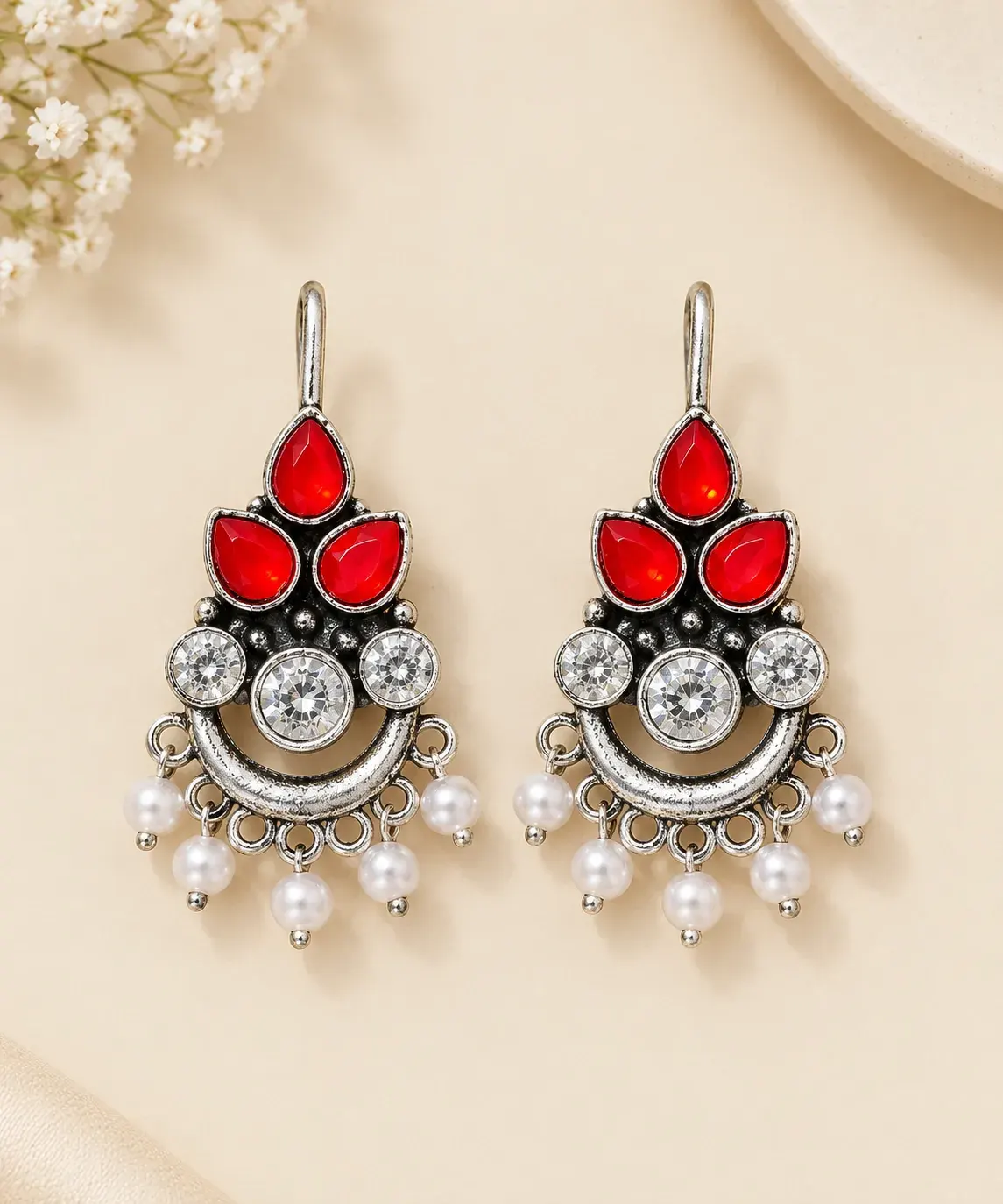 Red Stone Drop & Dangle Earrings