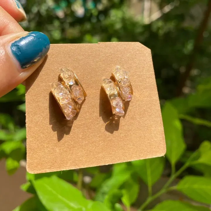 Golden Rough Stone Earings