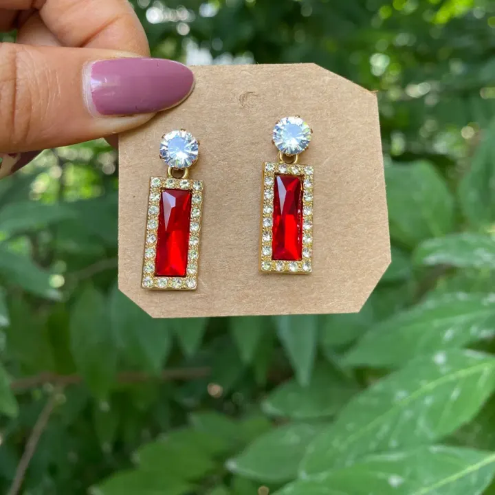 Red Blossom Drop Earings