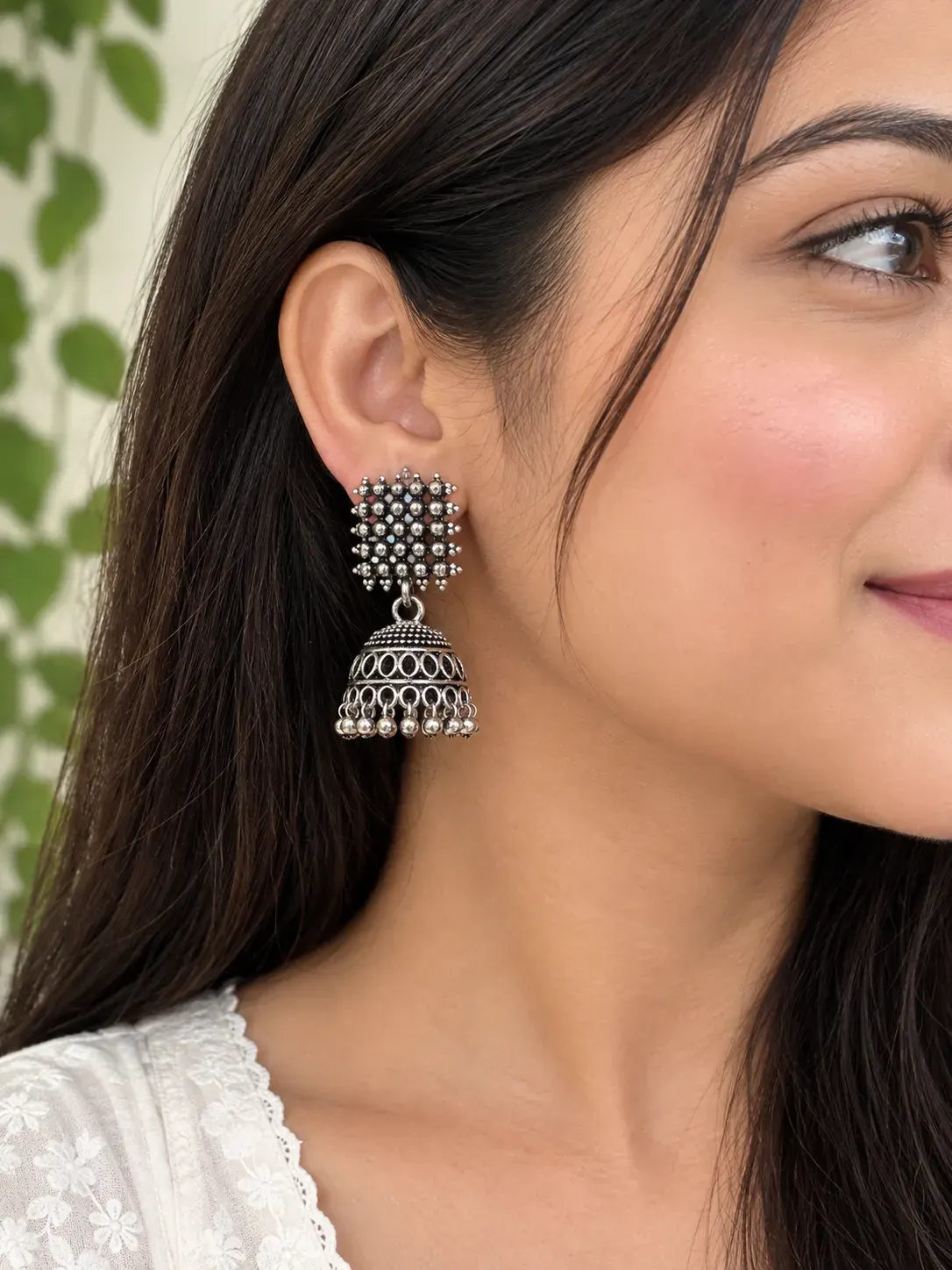 Silver Oxidised Jhumki