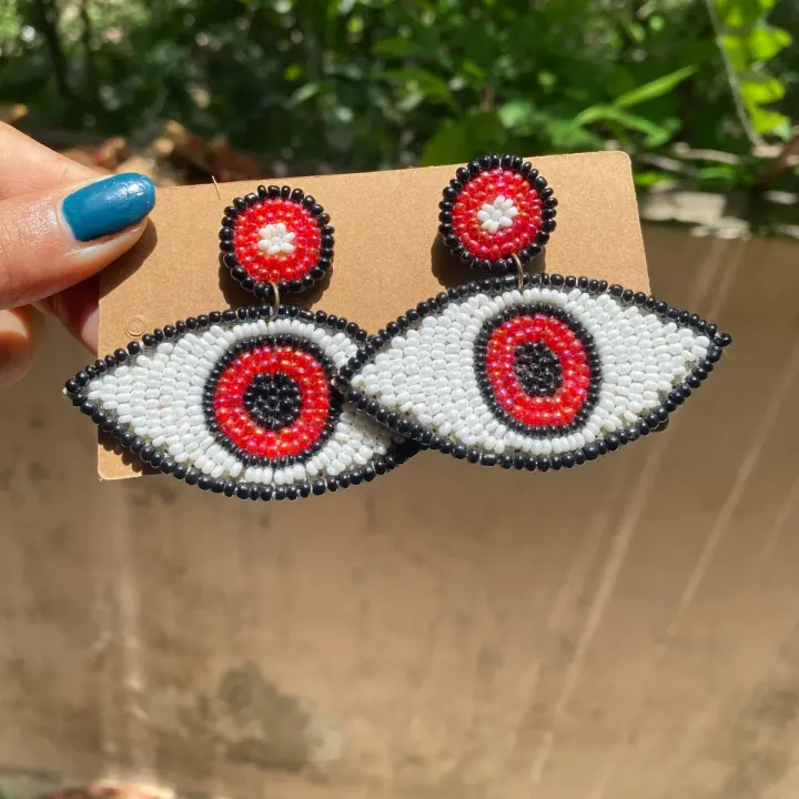 Evil Eye Red Black Earings