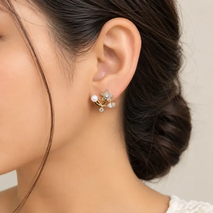 Tulip Silver Flower Korean Earings