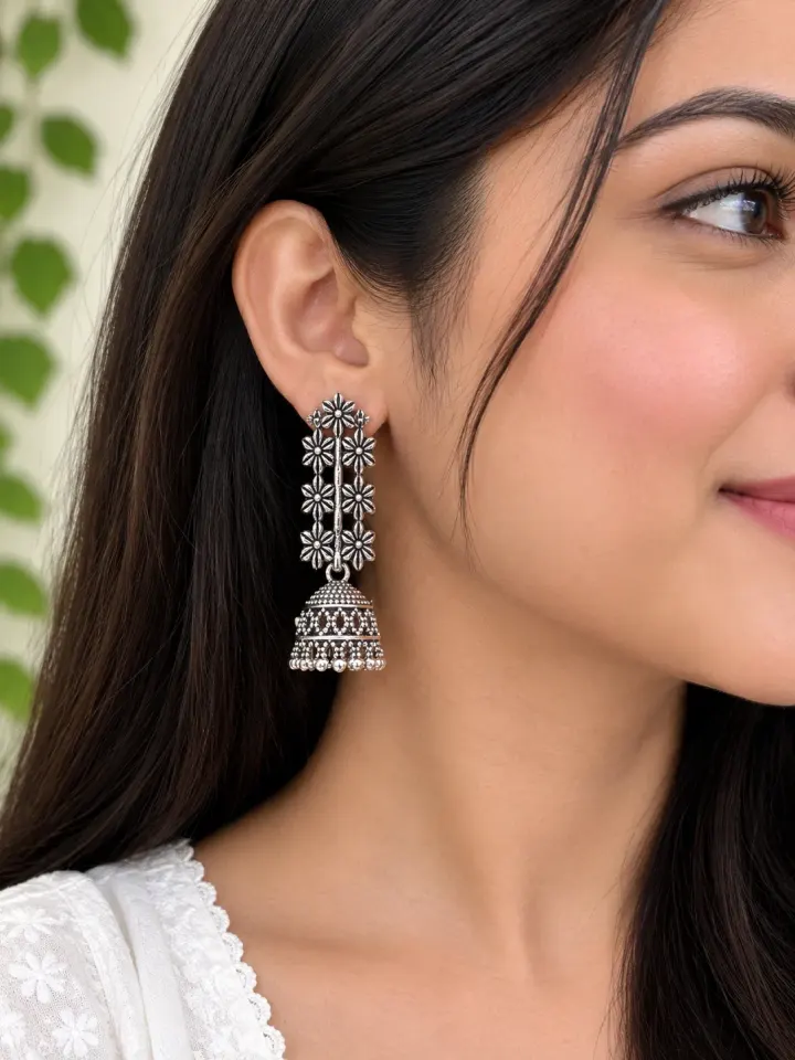 4 layer Flower Jhumki