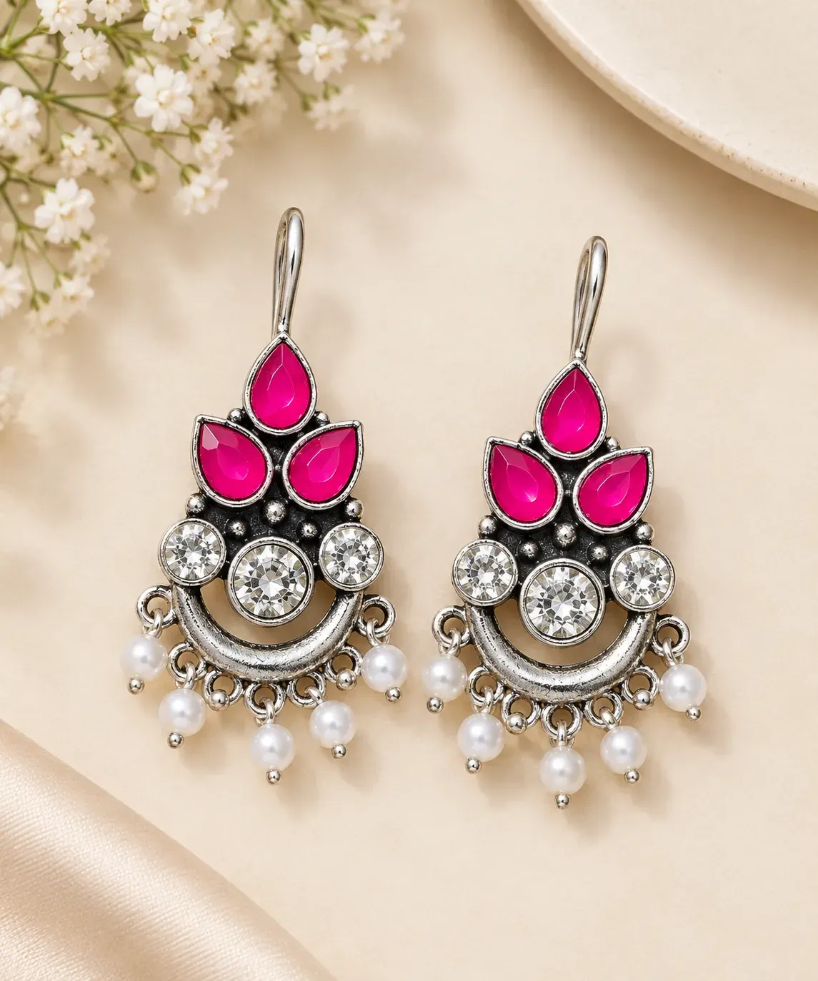 Pink Stone Drop & Dangle Earrings