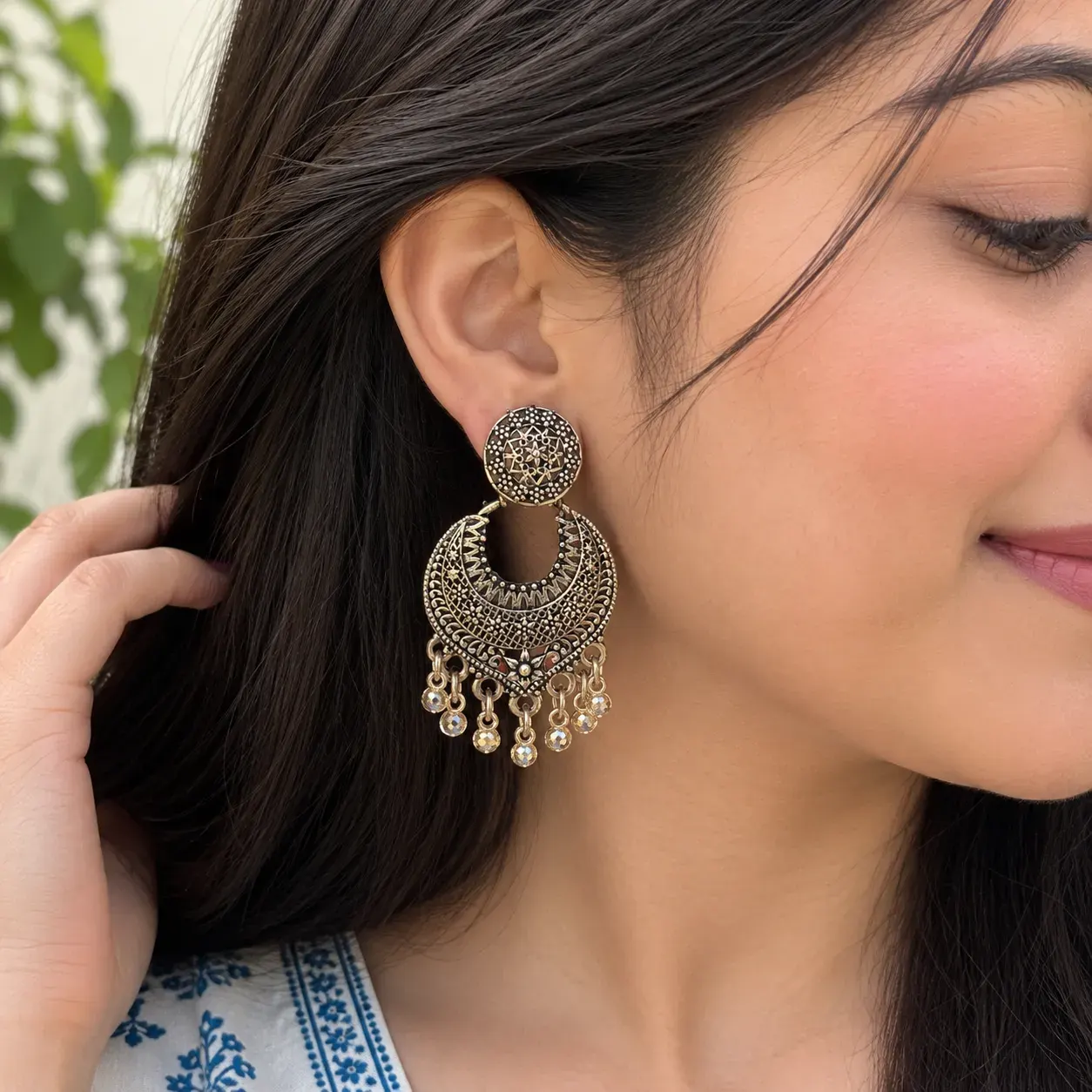 💫 Desi Oxidised Jhumki