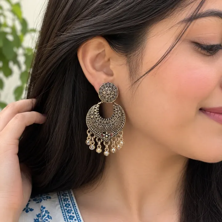 💫 Desi Oxidised Jhumki