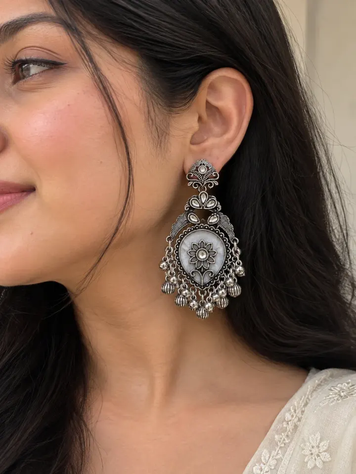 German Silver Chandbali Earing