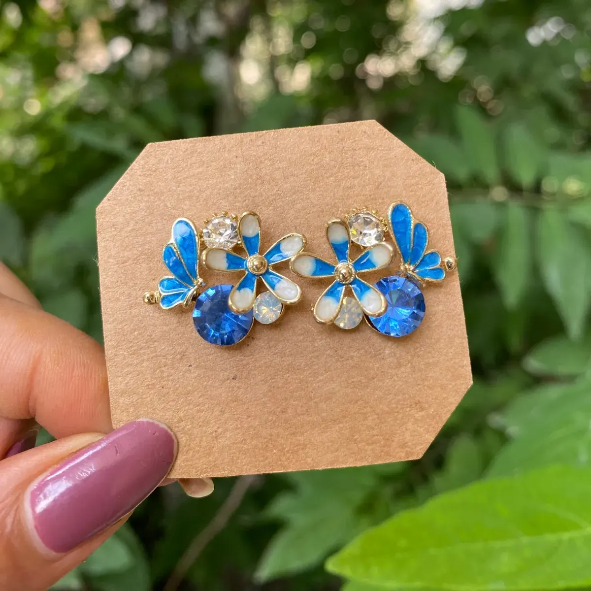 Blue Shine Floral Stud