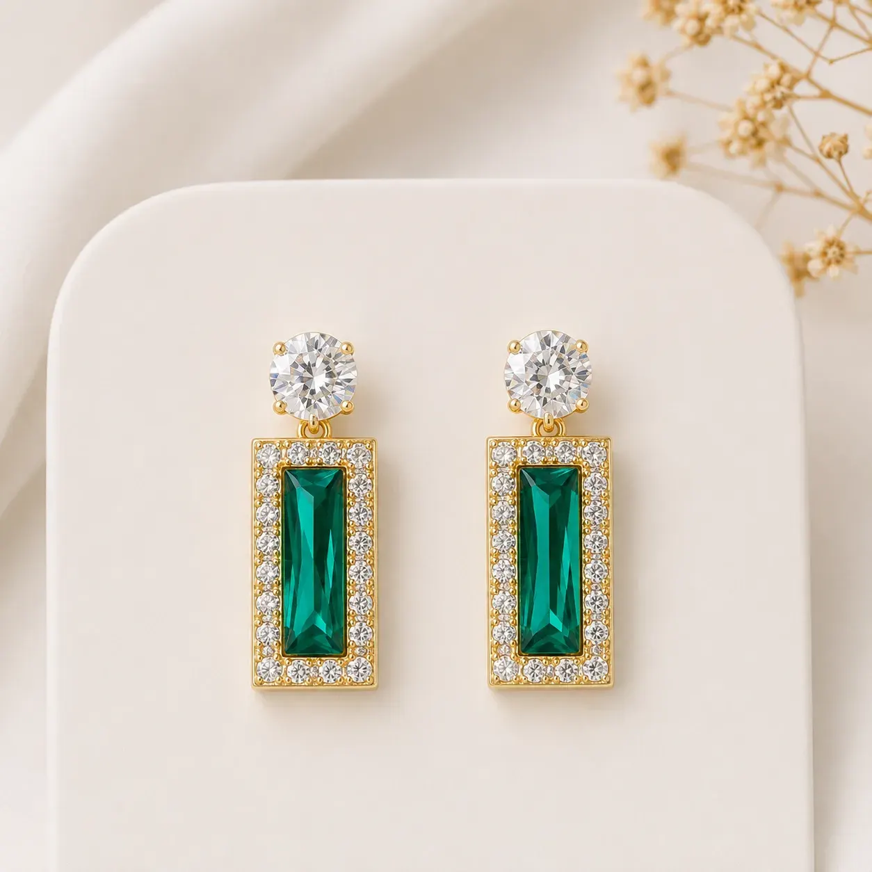 Green Crystal Earing