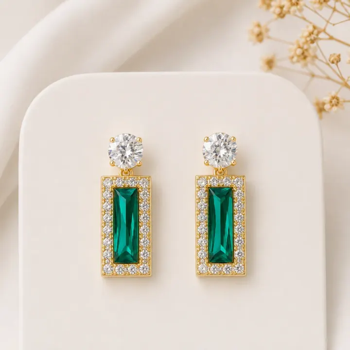 Green Crystal Earing