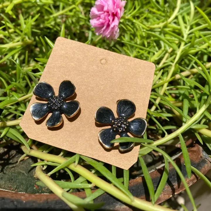 Black Flower Studs