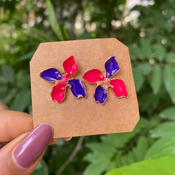 Purple Pink Flower korean Earings