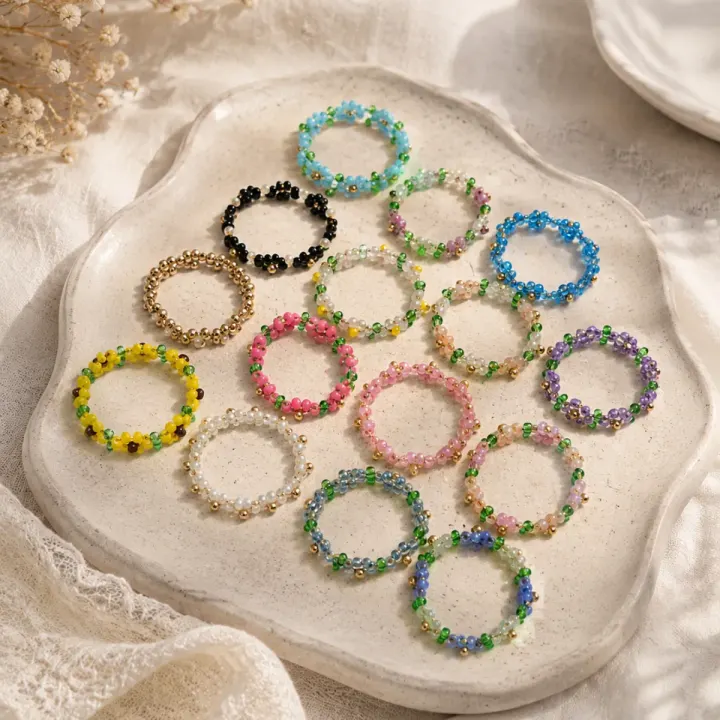 Floral Beaded Rings