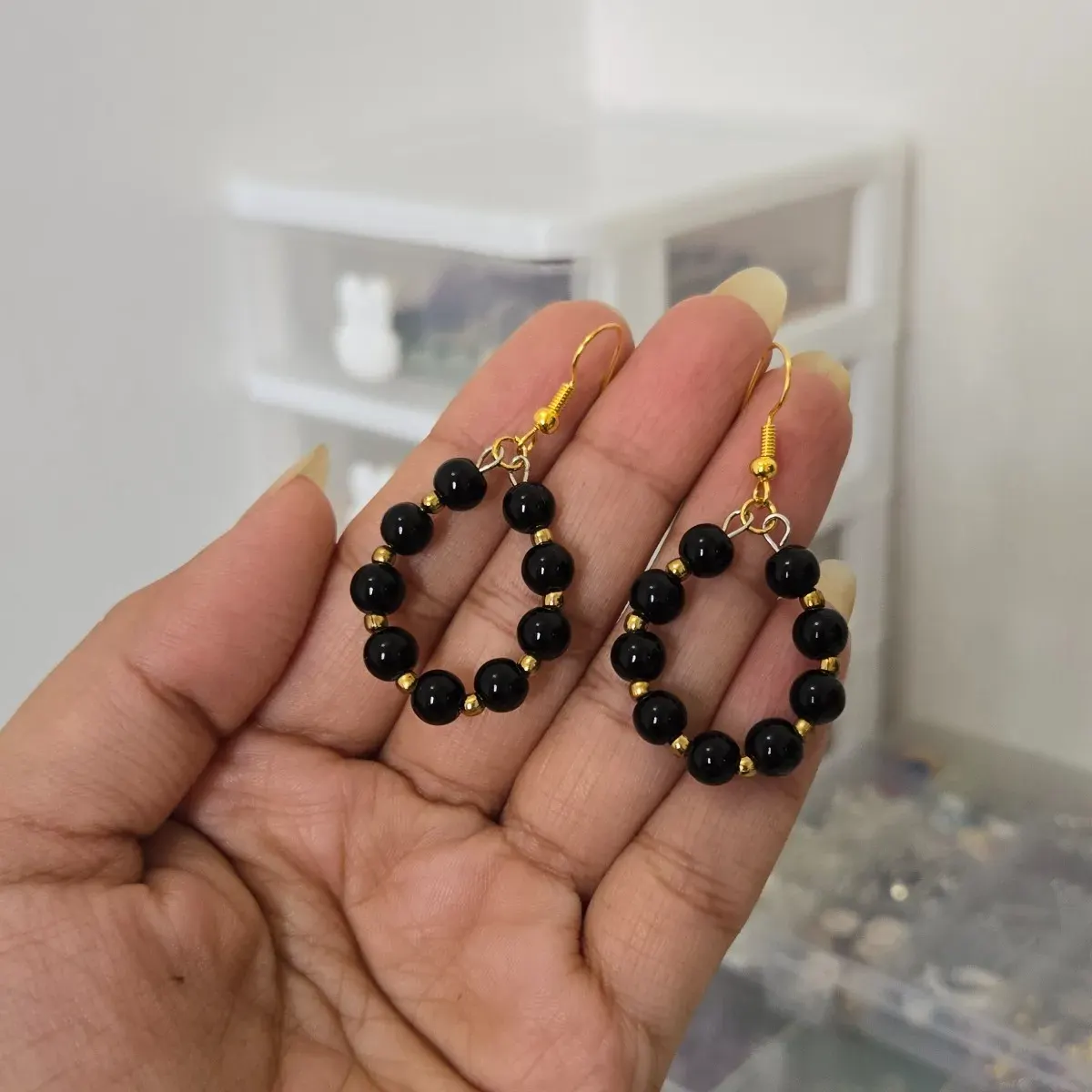 Black Pearl Hoops ✨