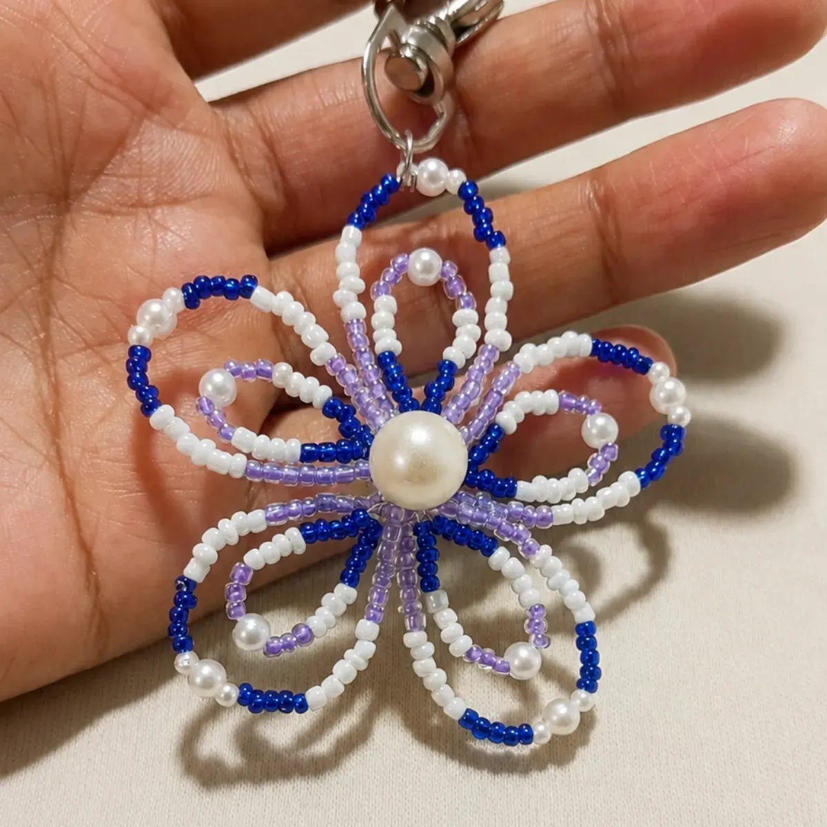 Beaded Flower Keychain